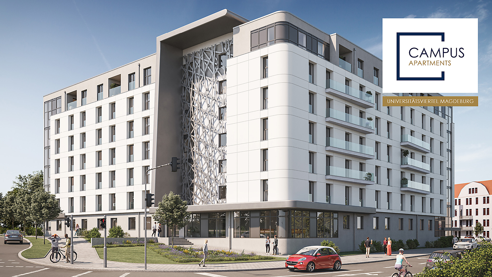 Visualisierung der Campus Apartments im Universitätsviertel Magdeburg