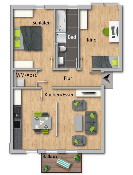 Beispiel Grundriss des Projektes Schöninger Straße 29