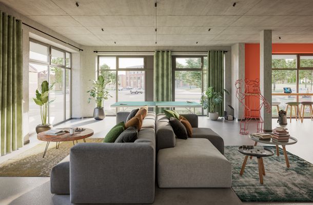 Lounge im Erdgeschoss