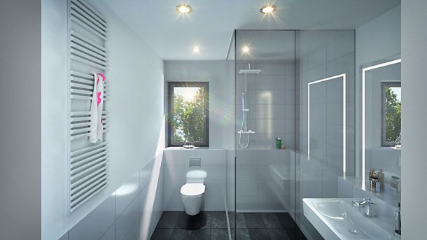 Visualisierung des Badezimmers in den Lofts